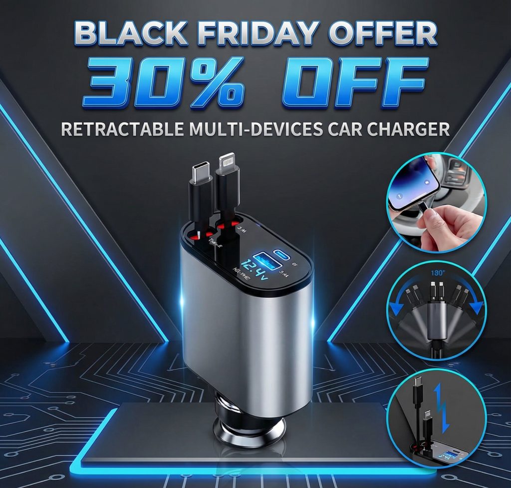 Chargeur voiture rétractable